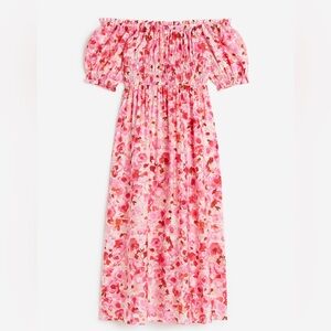 H&M Pink Floral Print Off-The-Shoulder Dress